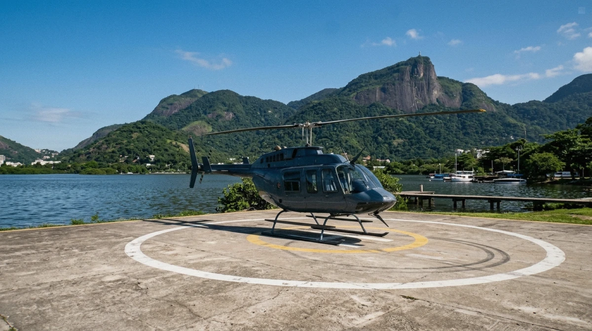 Passengers checking in at the Lagoa helipad counter ahead of a helicopter ride Rio de Janeiro price comparison