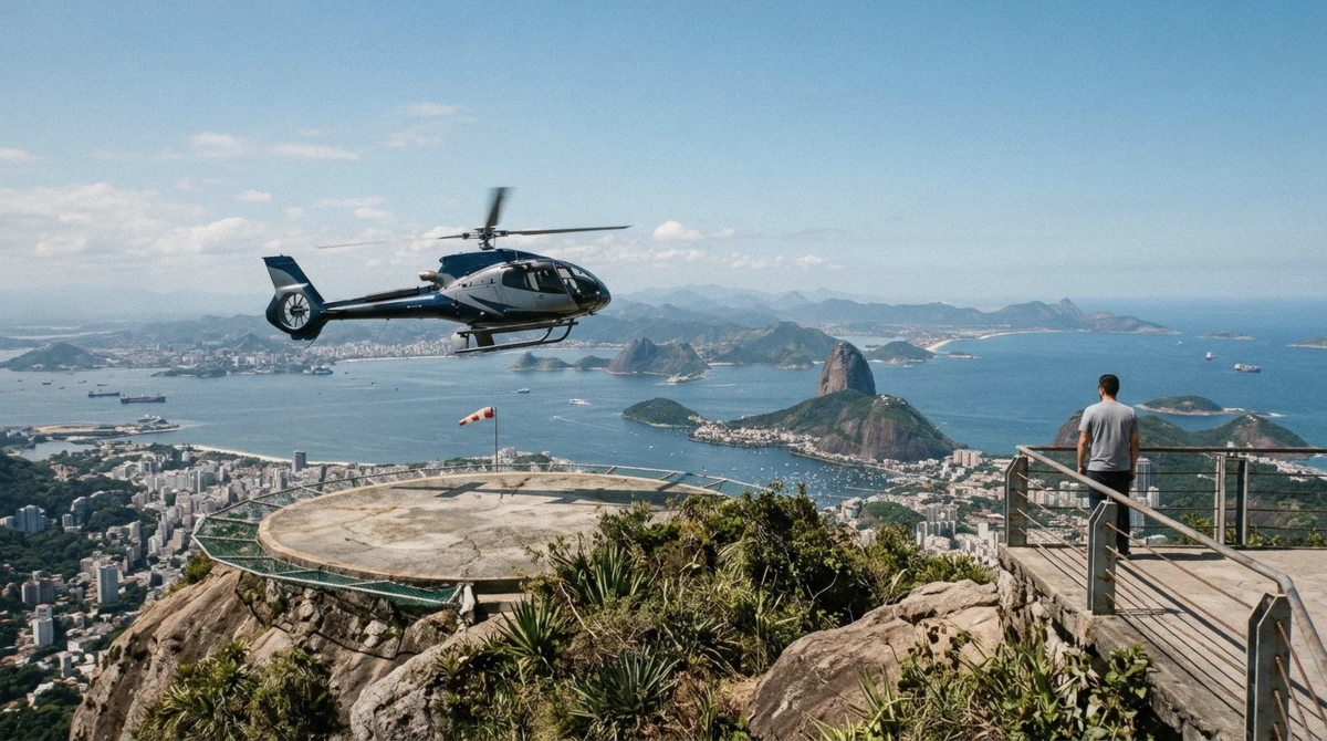 Helipad platform at Morro da Urca, one of the three departure points for helicopter tours in Rio de Janeiro