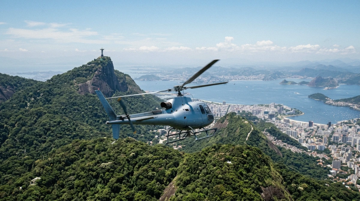 Helicopter passing close to Christ the Redeemer mid-flight on a Rio de Janeiro helicopter ride worth-it comparison